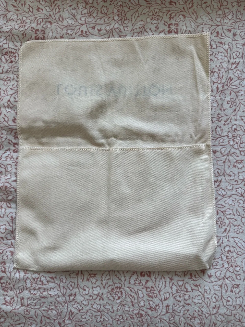 Louis Vuitton Cream Dust Bag with Black Logo